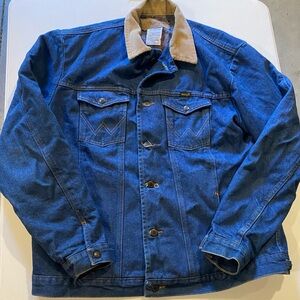 VTG 90s Wrangler Denim Trucker Jacket blanket lined XXL 46 L